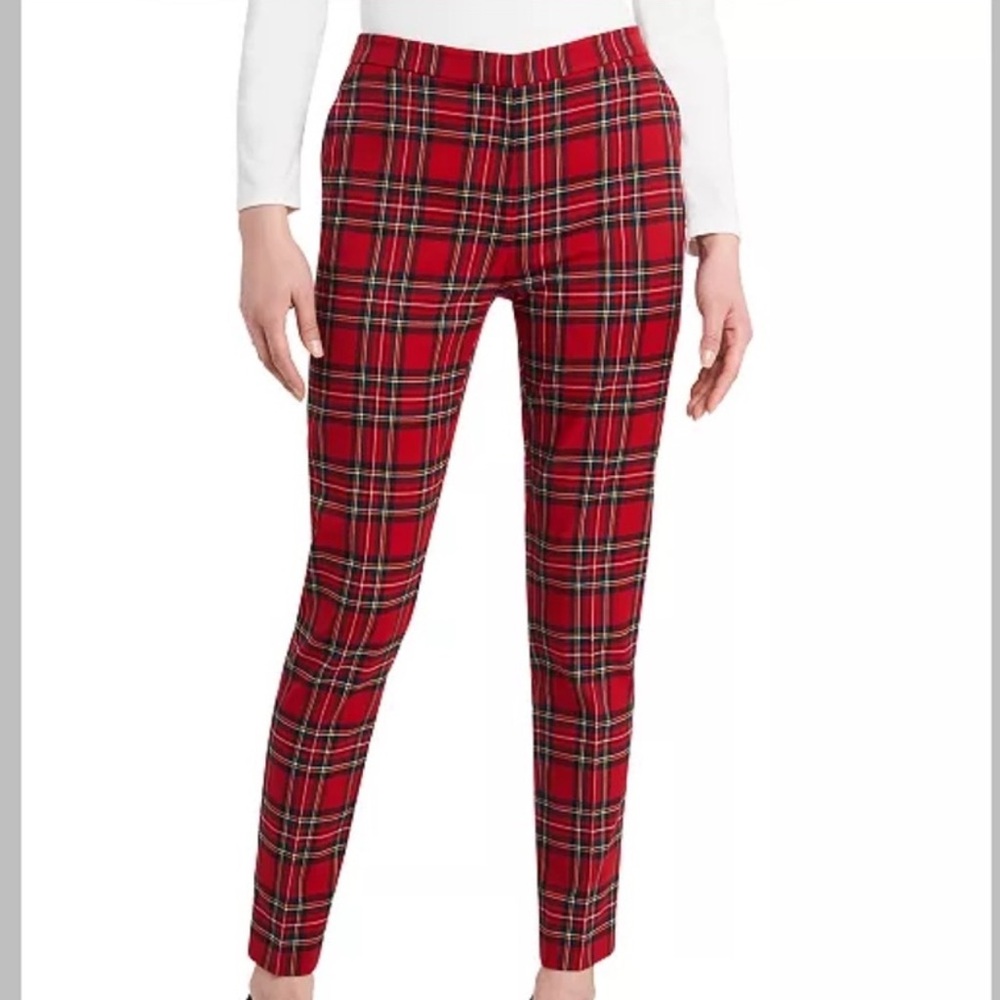 Riley & Rae Red Plaid Tartan Slim Pants 0